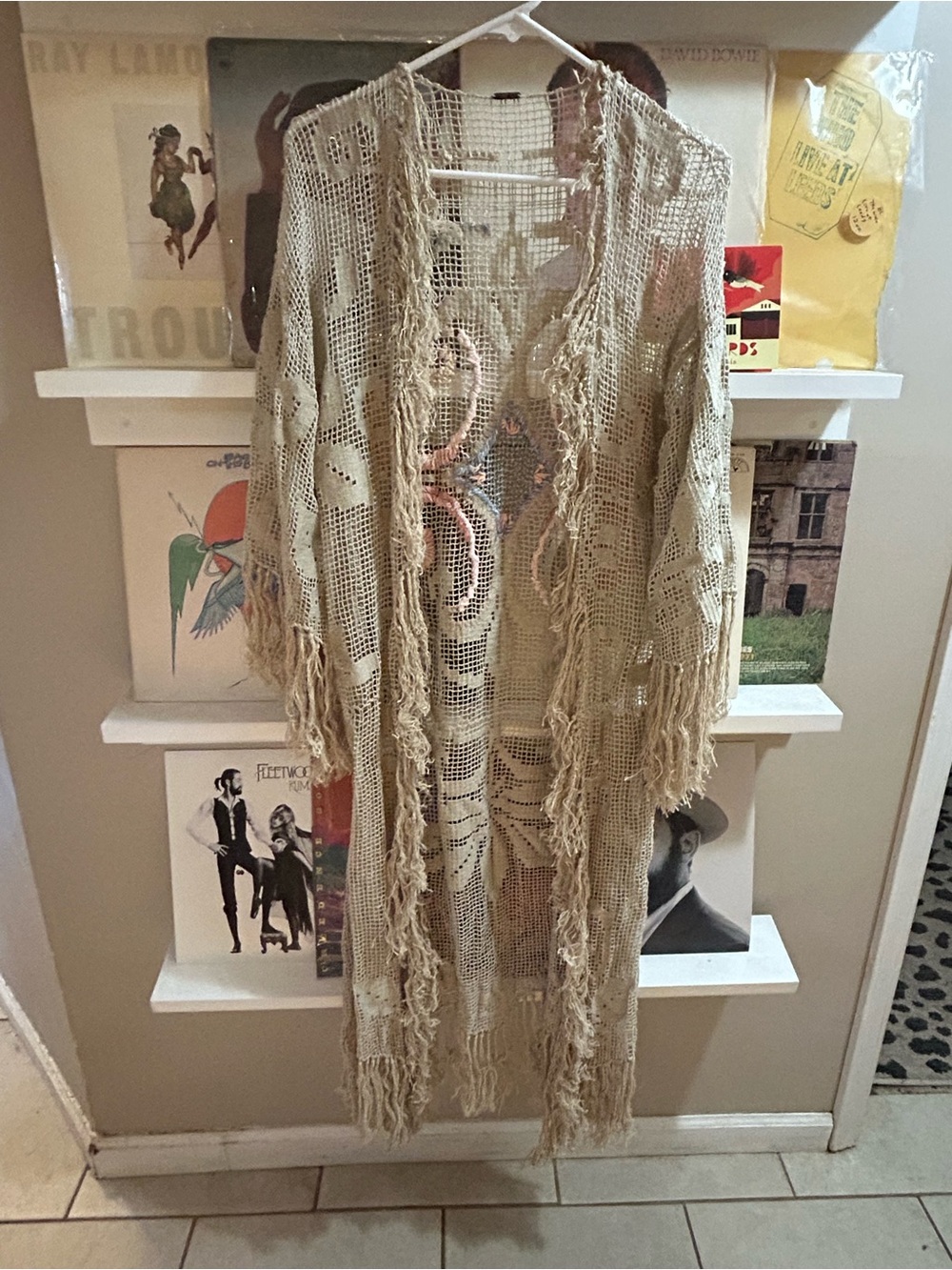 RARE free people fringe knit crochet embroidered kimono - Picture 6 of 6